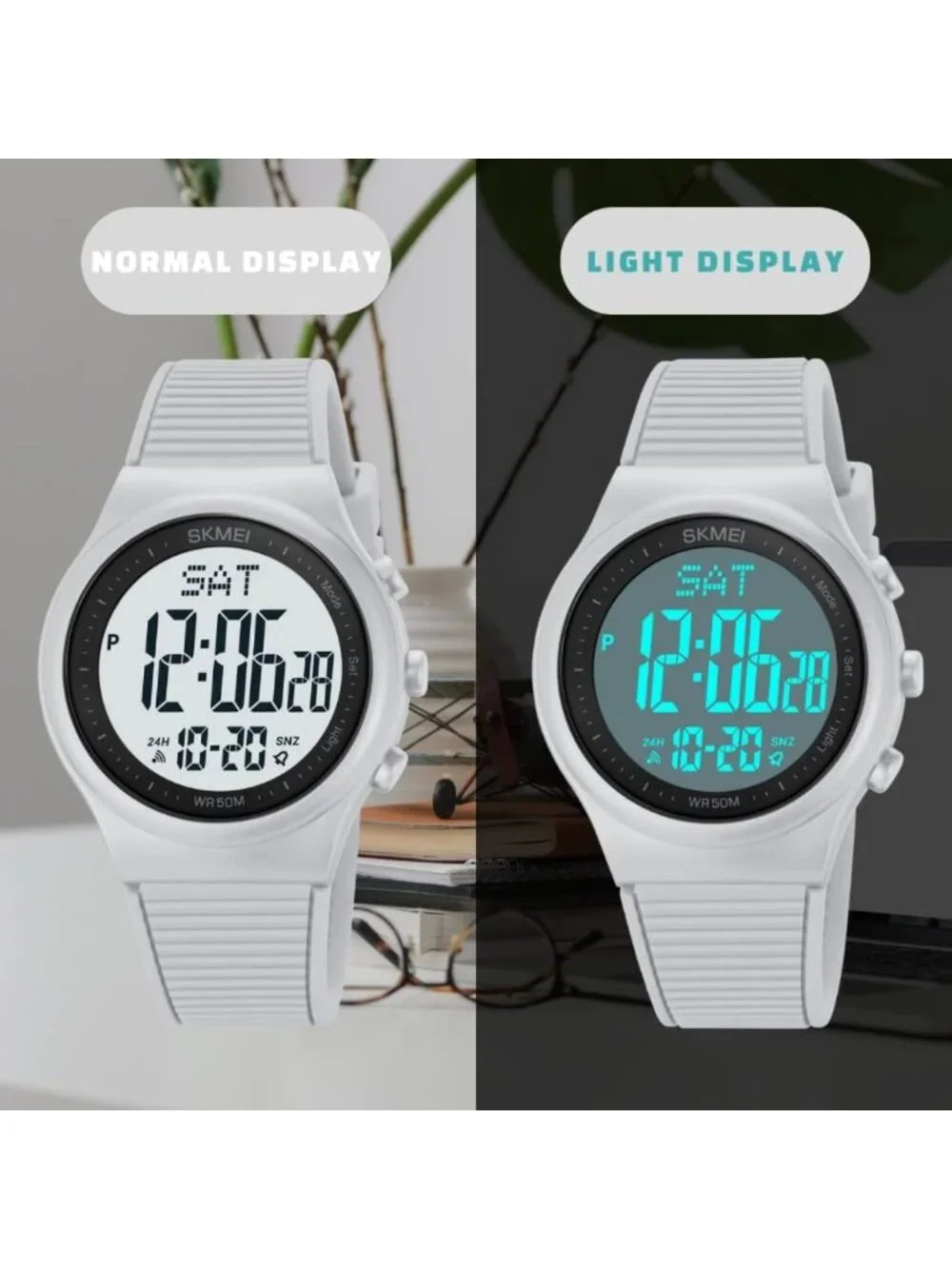 Waterproof Digital Sports Watch for Women & Men - Black Wristwatch with